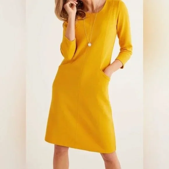 Boden | Dresses | Boden Size 618 Mustard Yellow Ellen Ottoman 34 Sleeve  Kneelength Shift Dress | Poshmark